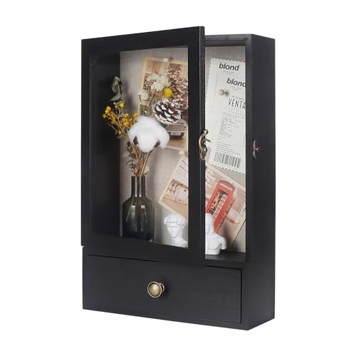 Black 3.2" Deep Shadow Box Frame with Real Glass and Drawer Z406292