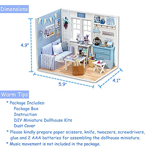 1:24 Scale Mini Wooden Dollhouse Kit with Furniture H239