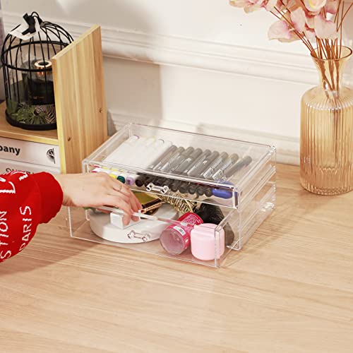 Clear Acrylic 6 Drawers Makeup Organizer Set of 2 E3212