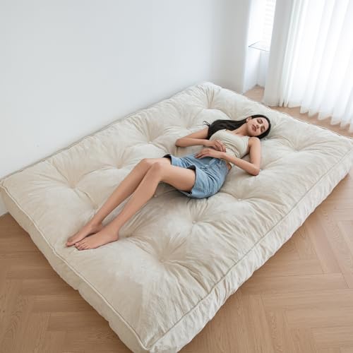 Beige 8" Full Size Velvet Futon Mattress K43004