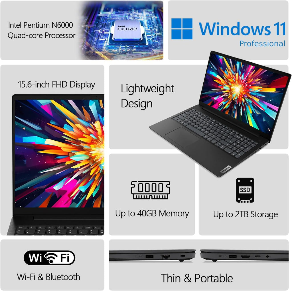 15.6" Laptop with Intel Dual-core Processor, 16GB Memory, 1TB SSD Storage, Windows 11 Pro C57623