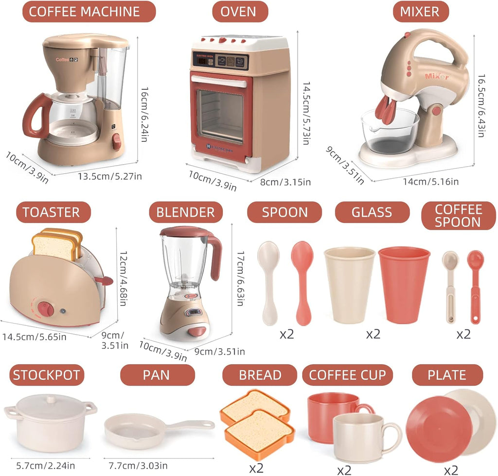 Toy Kitchen Set with Blender, Coffee Maker, Mixer and Toaster A2815