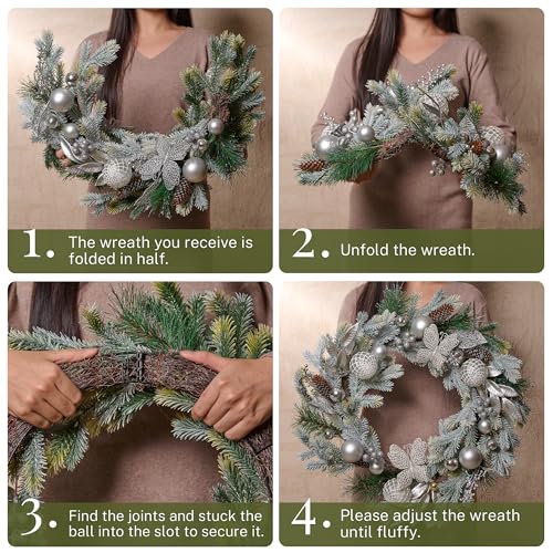 24'' Pre-Lit Pink Christmas Wreath with Lights E586126