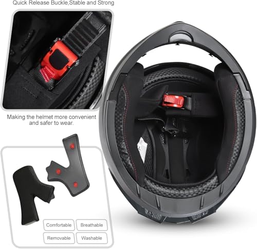 Modular Flip-Up Dual Visor Motorcycle Full Face Helmet (Bright Black, Small) S26473