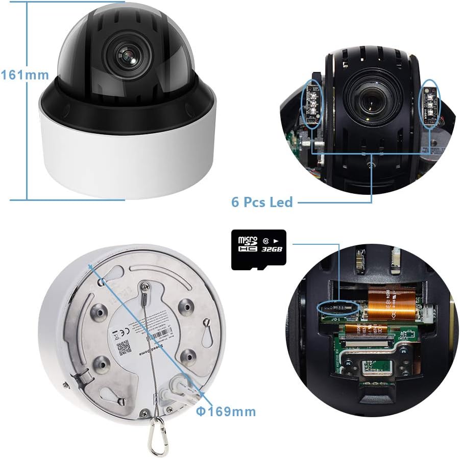 4MP 25x Network IR PTZ Outdoor Dome Camera with 98ft Night Vision, Auto Tracking, 25X Optical Zoom, H.265+, IP66, IK10 O60643