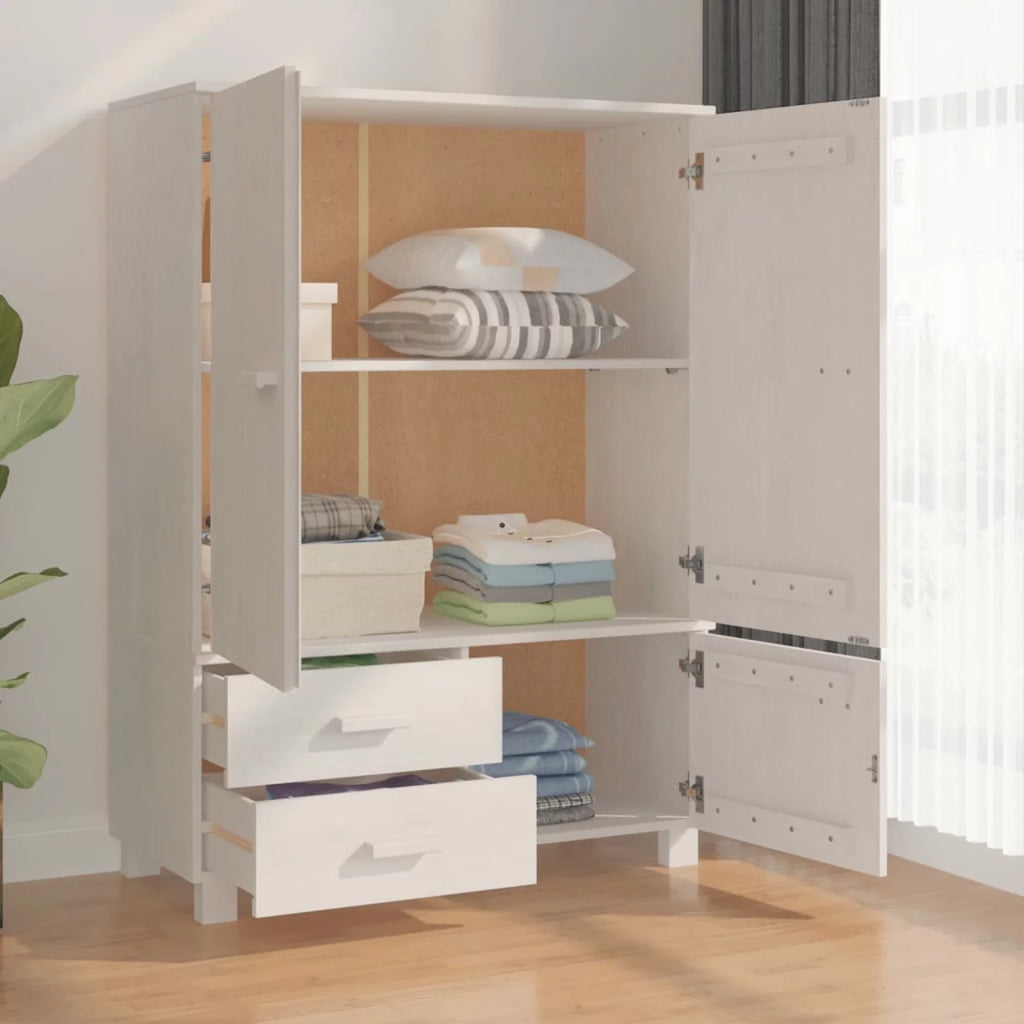 White Solid Wood Pine Wardrobe Q1936
