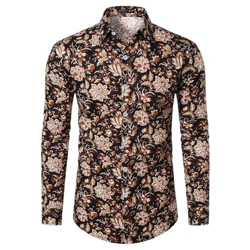 Mens Long Sleeve Floral Button Down Shirts L696475