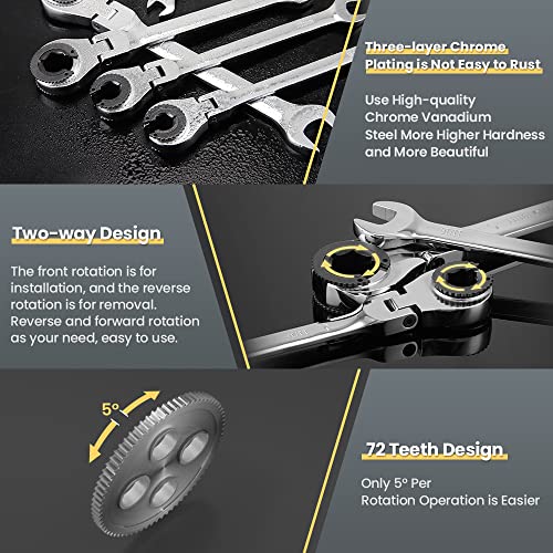 12PCS Metric Combination Ratcheting Wrench Set with 72 Teeth O4098