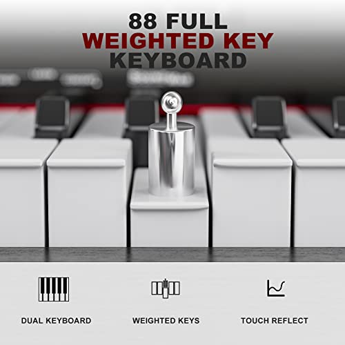Black Full Size Weighted Key Digital Piano with Piano Bench, Stand, 3 Pedal D396
