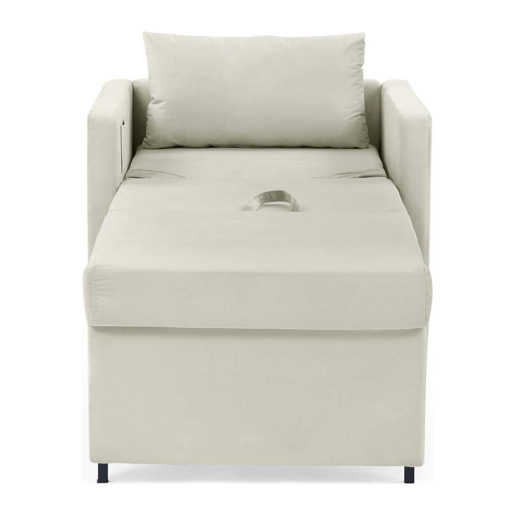 Beige Velvet Convertible Chair Bed K4253