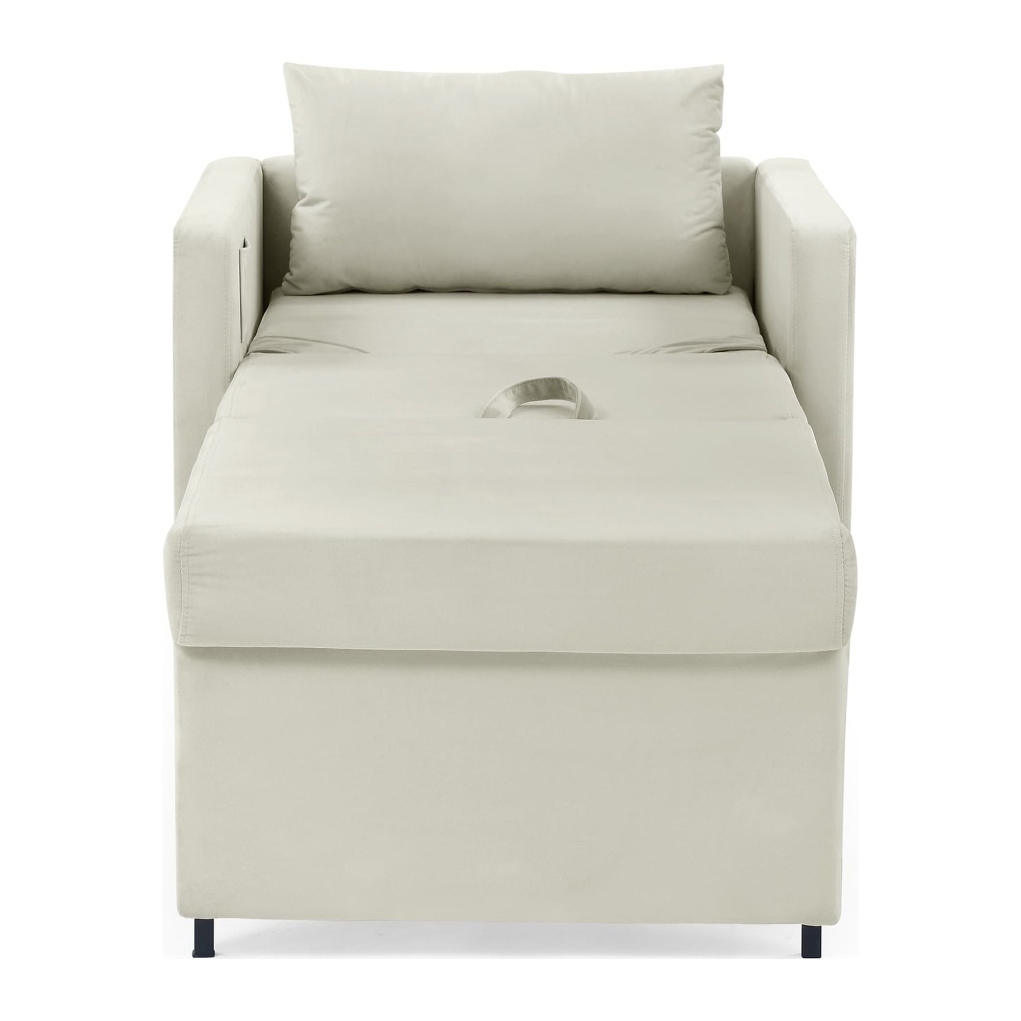 Beige Velvet Convertible Chair Bed K4253