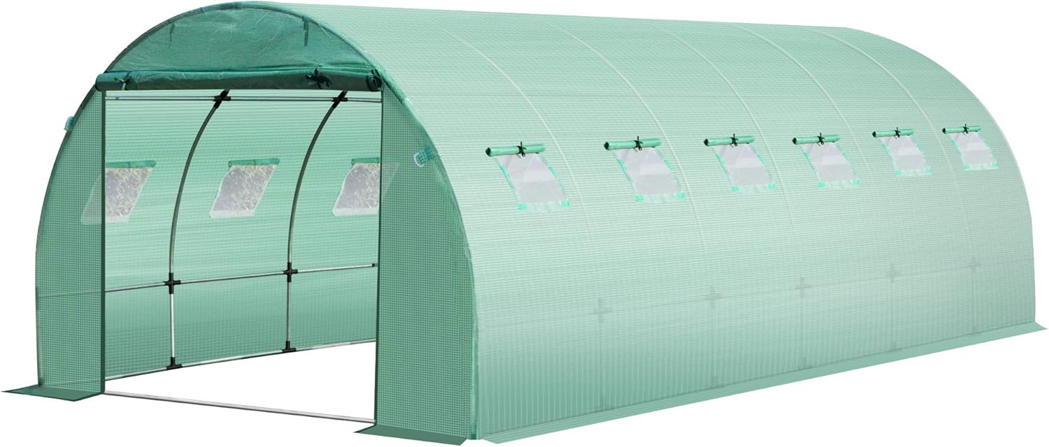 19.7' x 9.8' x 6.6' Plastic Greenhouse Cover Replacement, Green E353939
