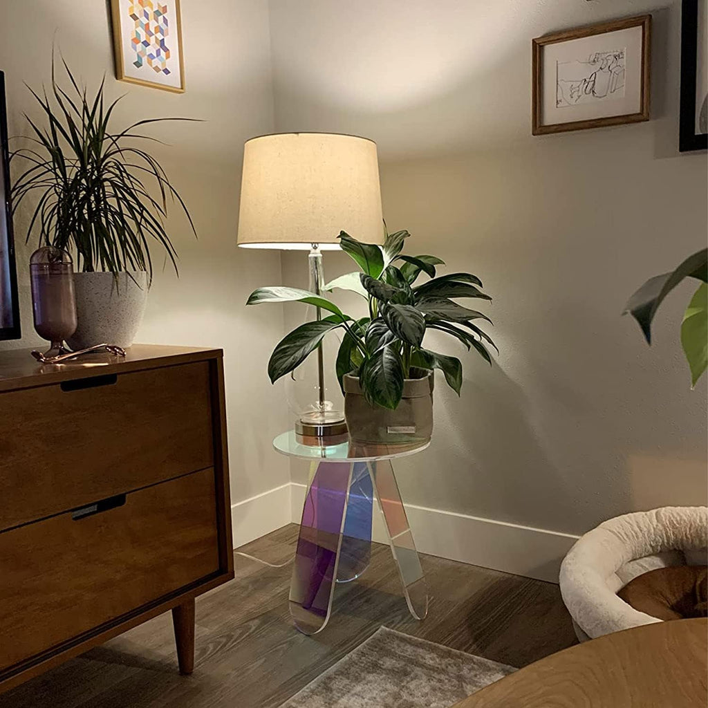 Clear Glass Round Acrylic Side Table, 18 inch P32789