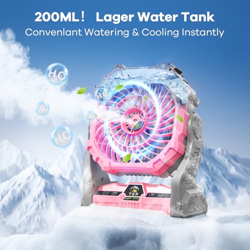 30000 mAh Rechargeable Portable Misting Fan with RGB Lantern M876814