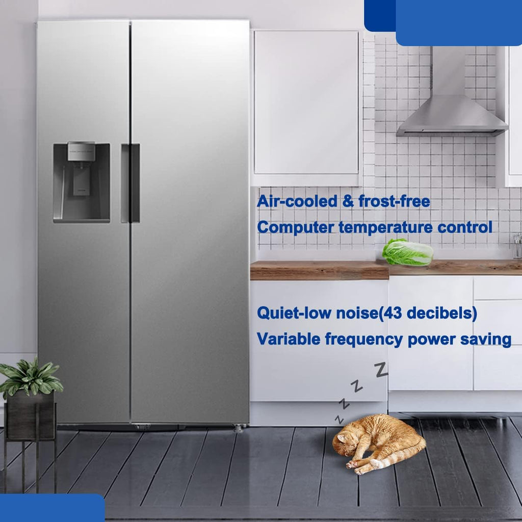 36 Inch French Door Refrigerator 26.3 Cu.Ft Freestanding with Auto Ice Maker and Water Dispenser Stainless Steel G39543