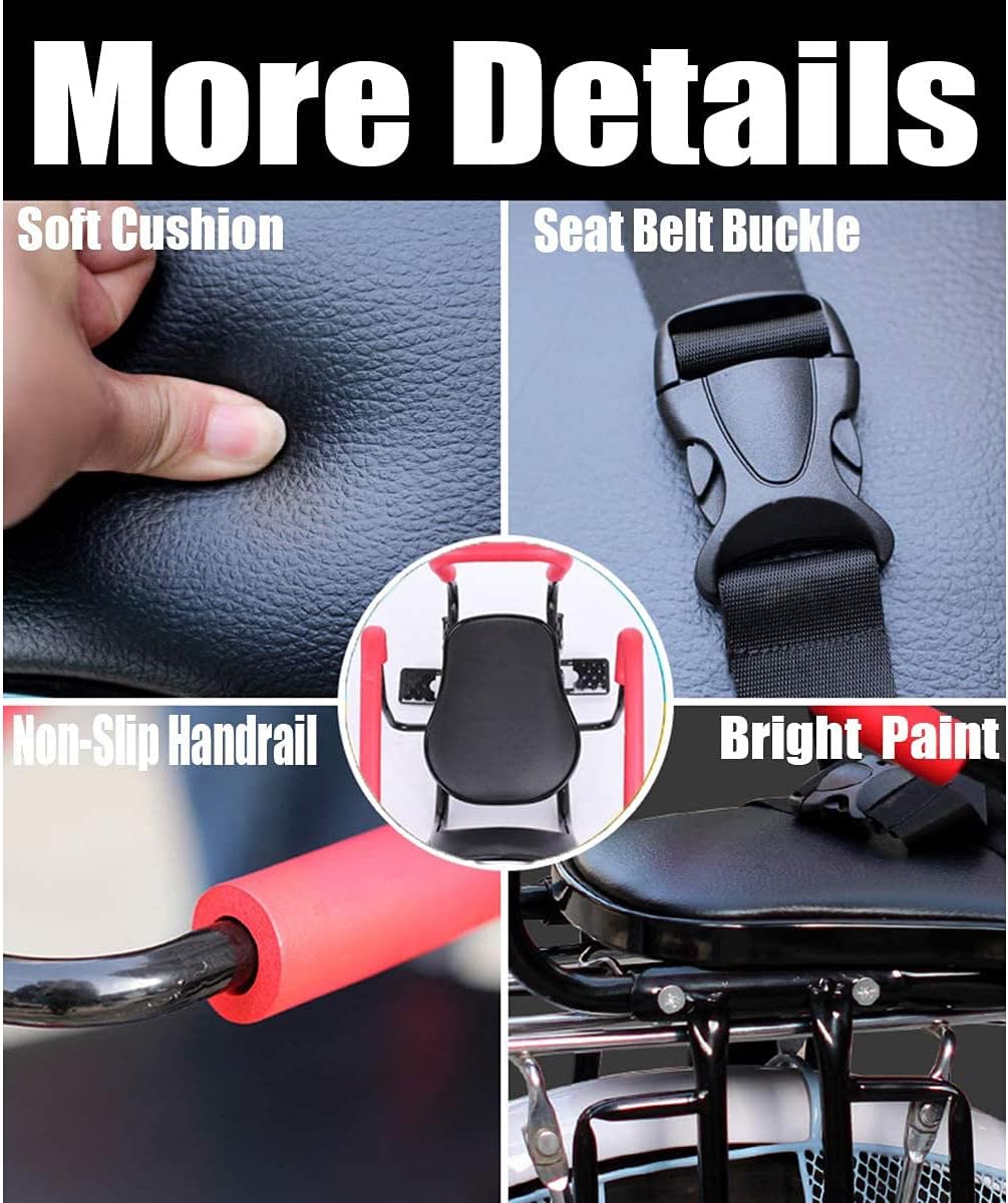 Child Bike Seat Rear Mount with Backrest Foot Pedals Armrest Detachable Fence B4347