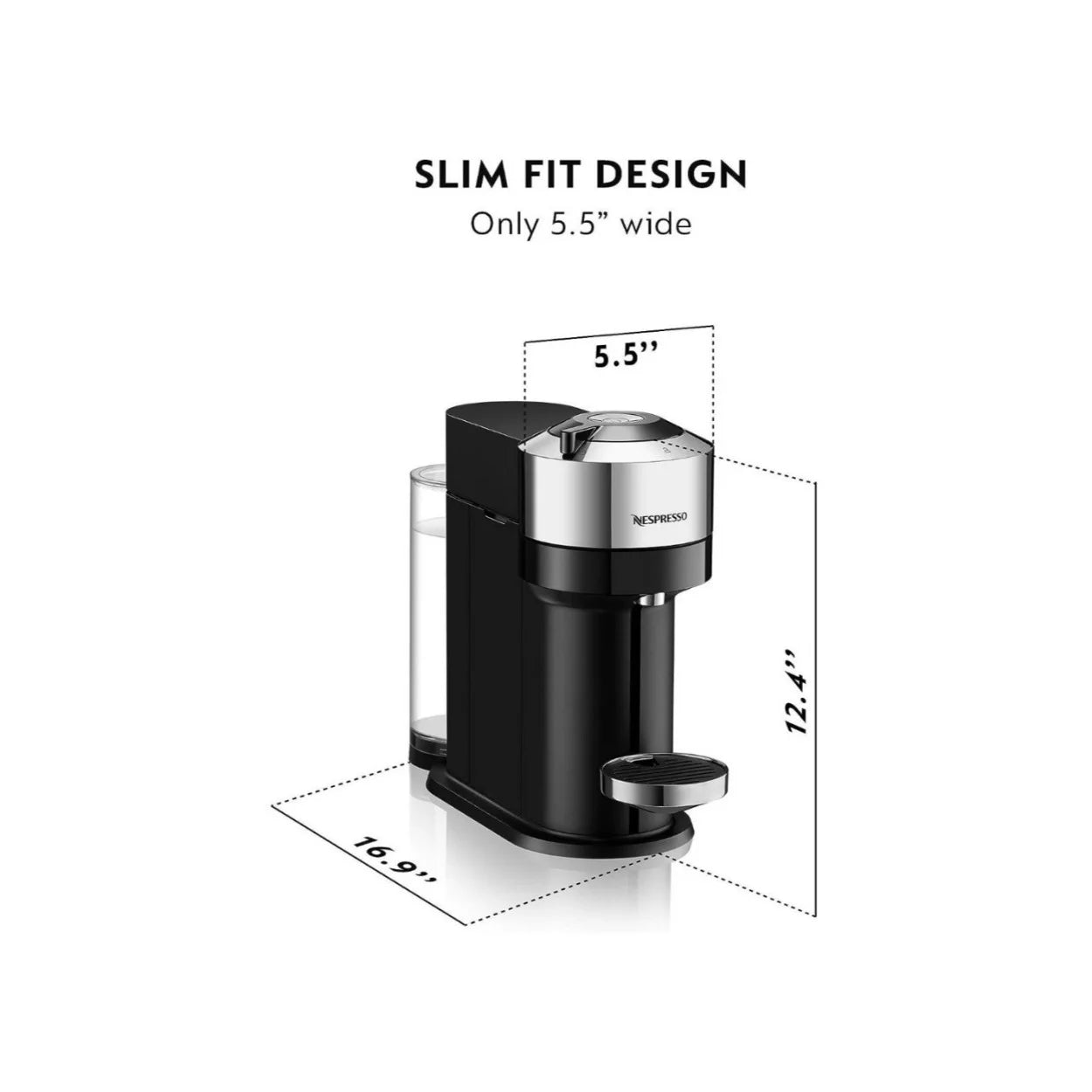 Compact Coffee and Espresso Machine (Pure Chrome) with Sample Pack X53093