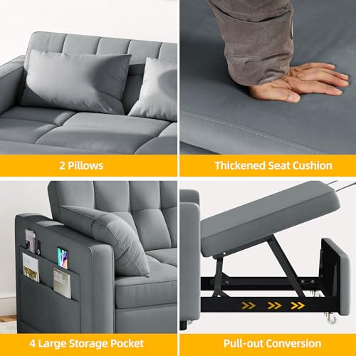 55" Convertible Velvet Sofa Bed, Full Size Y627874