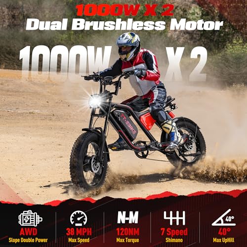 3000W Folding Electric Bike with 48V Battery, 26x4.0 Fat Tire, Full Suspension, 7-Speed Gear L8240