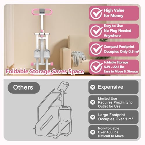 Folding Vertical Climber with Adjustable Handlebar & Pedals, 300LBS Load P4197
