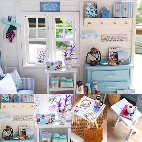 1:24 Scale Mini Wooden Dollhouse Kit with Furniture H239