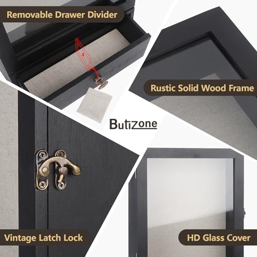 Black 3.2" Deep Shadow Box Frame with Real Glass and Drawer Z406292