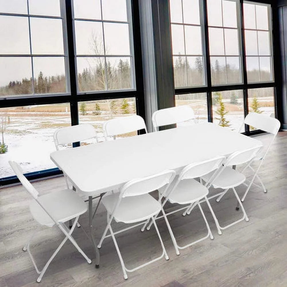 White Plastic Folding Chairs Set of 10 Y5684