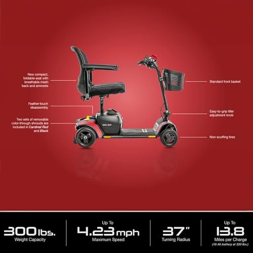 Iceberg Blue 4-Wheel Scooter with 18 Ah Battery, 300 Lbs Weight Capacity, 17"x17" Foldable Seat E316