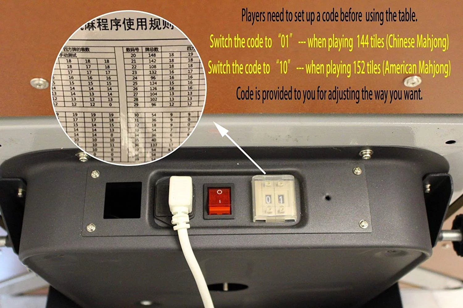 44mm Tiles Folding Automatic Mahjong Table with Drawers L725106