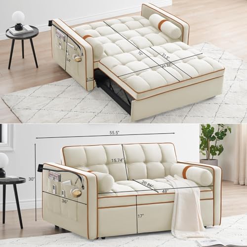 Beige Velvet Sleeper Sofa X844929