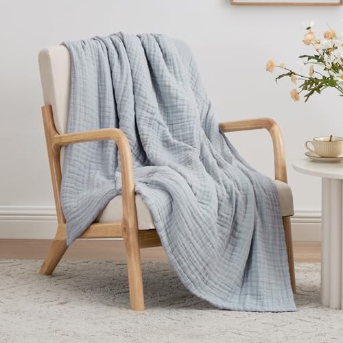 6 Layer Cotton Muslin King Size Blanket, Sage Green V9593