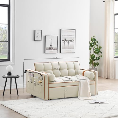 Beige Velvet Sleeper Sofa X844929