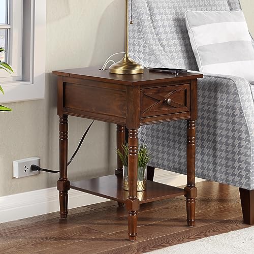 Espresso End Table with Charging Station M661