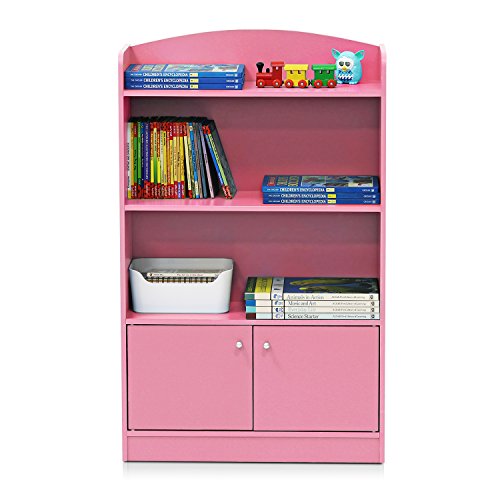 Pink 3-Tier Bookcase with Storage Cabinet S952666