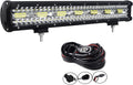 20 inch 420W LED Light Bar Spot Flood Combo Triple Row Driving Light Off Road Lights LED Pods Cubes with Wiring Harness Kit for 4X4 4WD Car ATV UTV SUV Truck Tractor Trailer 12V 24V DC L881