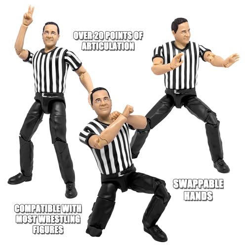 Counting & Talking Wrestling Referee Action Figure with Deluxe Articulation A7605