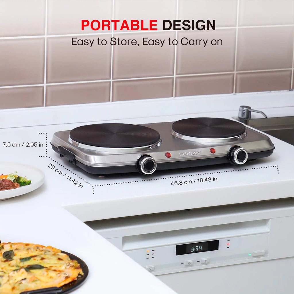 1800W Electric Double Burner Stainless Steel Hot Plate A51226