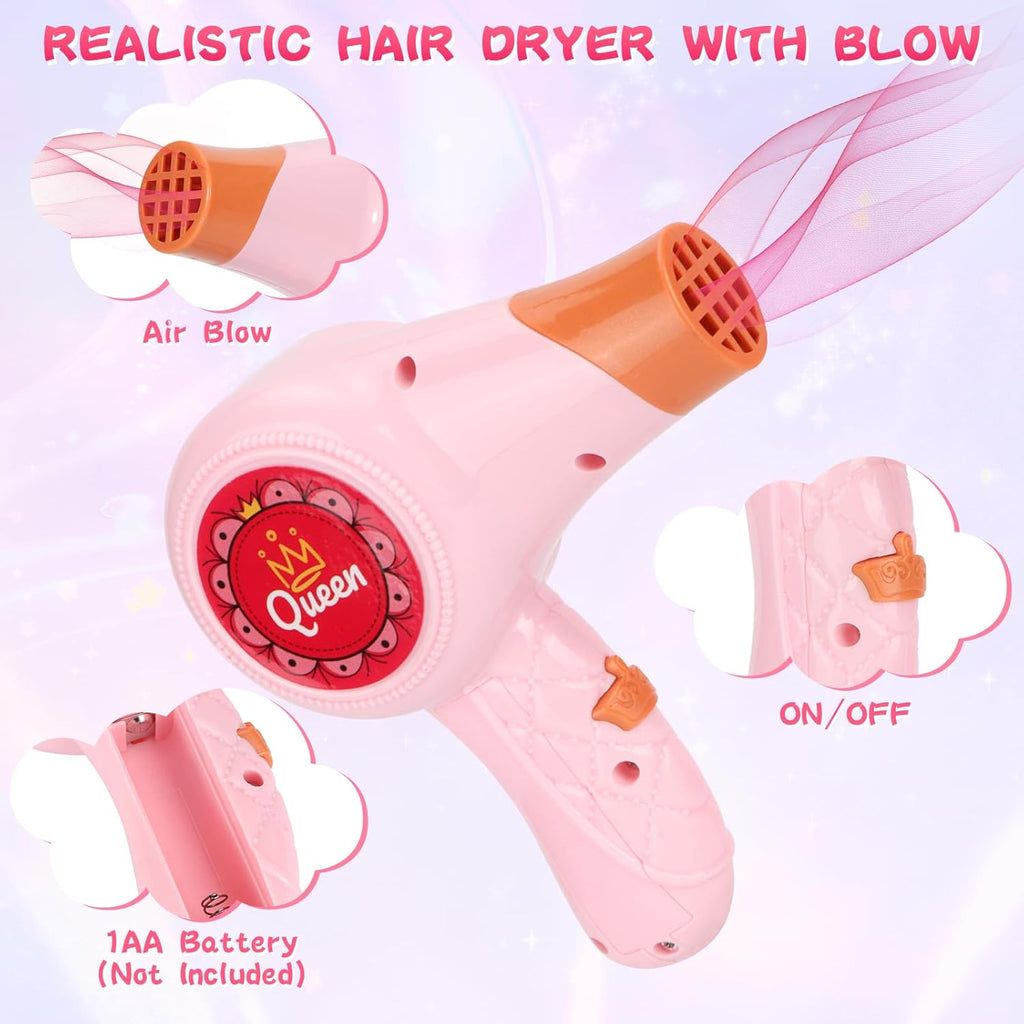 27 PCS Hair Styling Toy Set with Blow Dryer and Barber Apron K5689