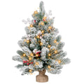 Flocked Artificial Mini Christmas Tree with Lights and Ornaments I63175