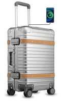 Silver 20 Inch All Aluminum Carry On Luggage with Wheels L477