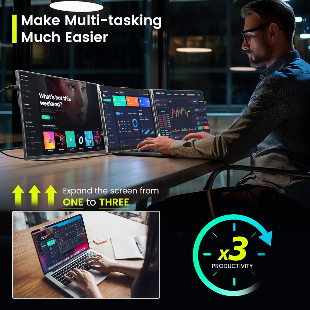 Portable Triple Monitor for Laptop G908