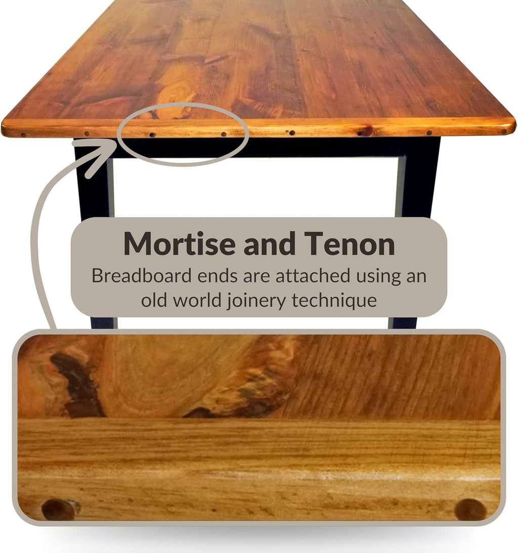 Solid Wood Rustic Farmhouse Dining Table with Breadboard Ends (5', Light Natural) A12274