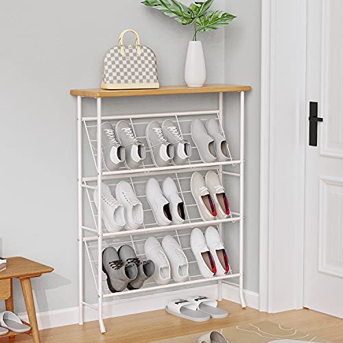 Narrow 4 Tier Metal Shoe Rack (12-16 Pair) J364