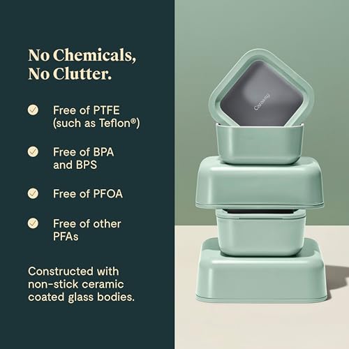 14 Pieces Ceramic Coated Glass Food Storage Set with Glass Lids P616