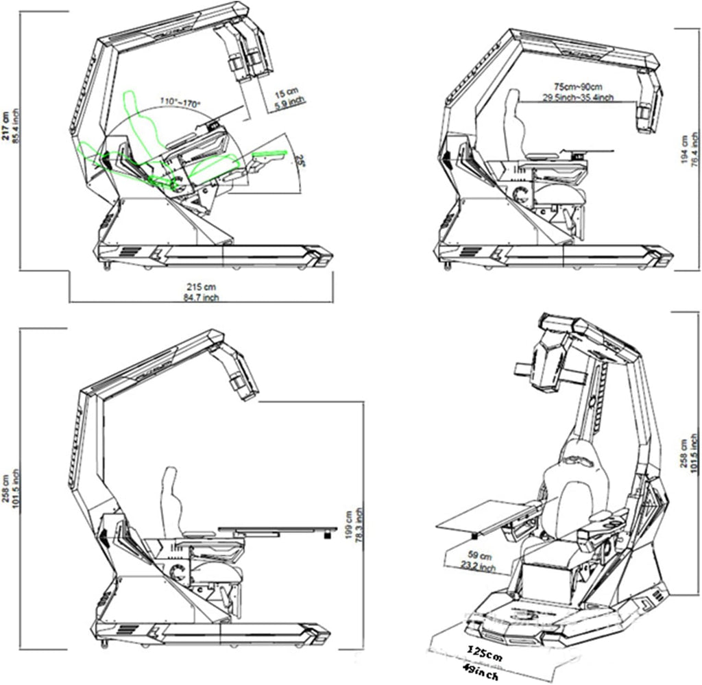 Ergonomic Game Chair with Pedals and Massage Y168070