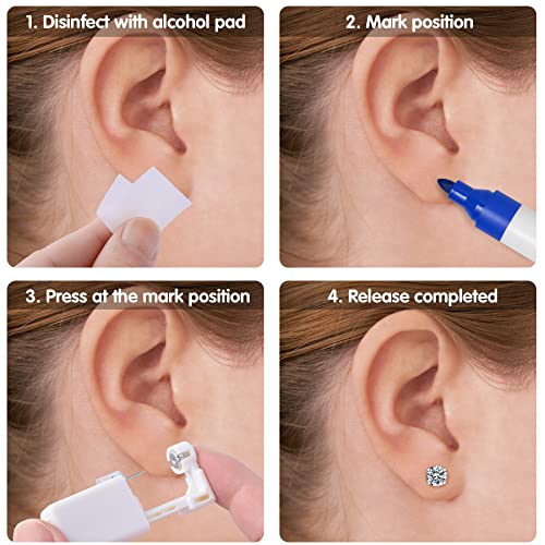 16 Pcs Disposable Ear Piercing Gun with Cubic Zirconia Stud W2308