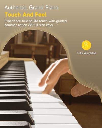 88 Key Weighted Digital Piano with Bluetooth, Walnut Wood Color N39743