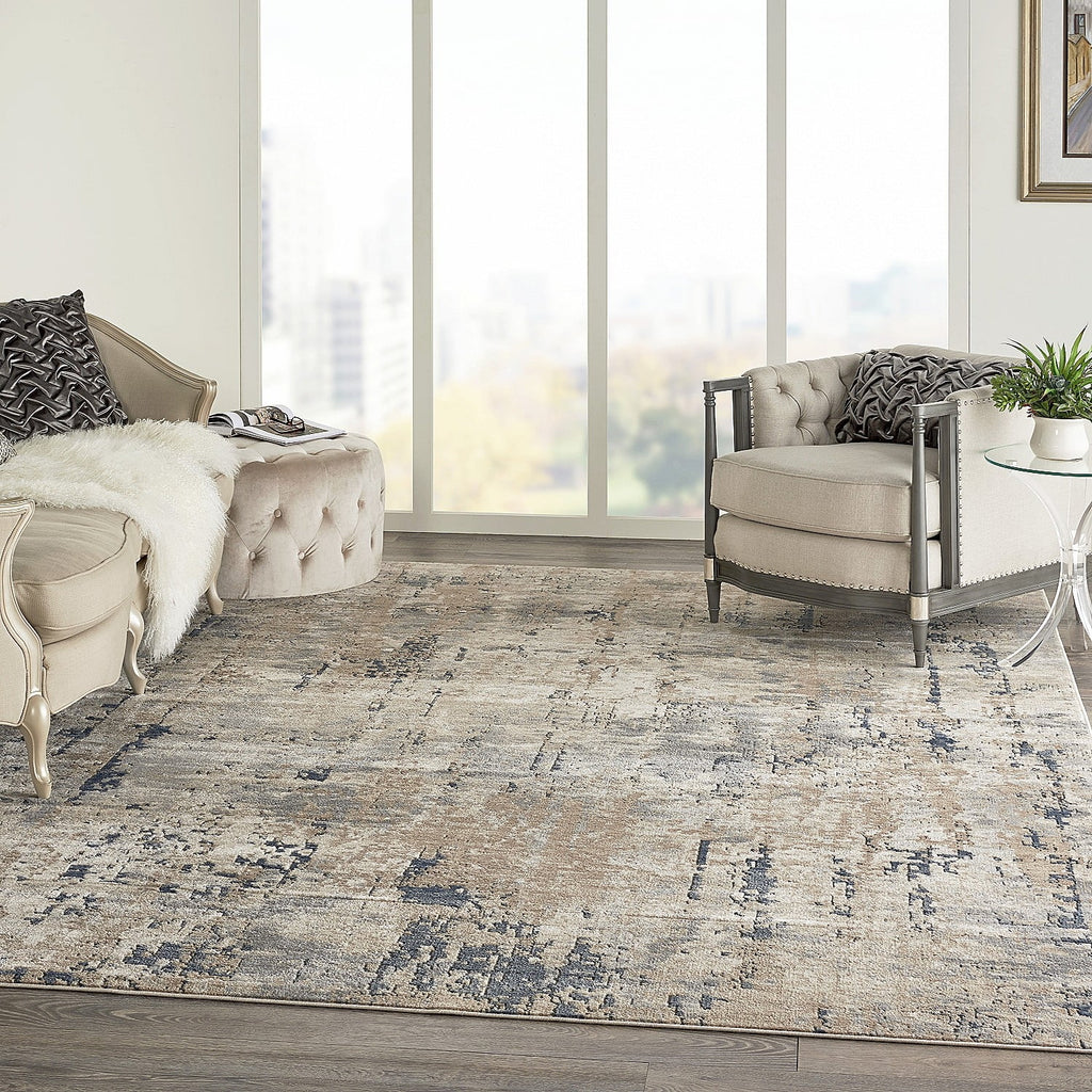 Beige/Grey 10' x 14' Abstract Distressed Area Rug A333333