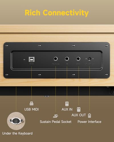 88 Key Weighted Digital Piano with Bluetooth, Walnut Wood Color N39743