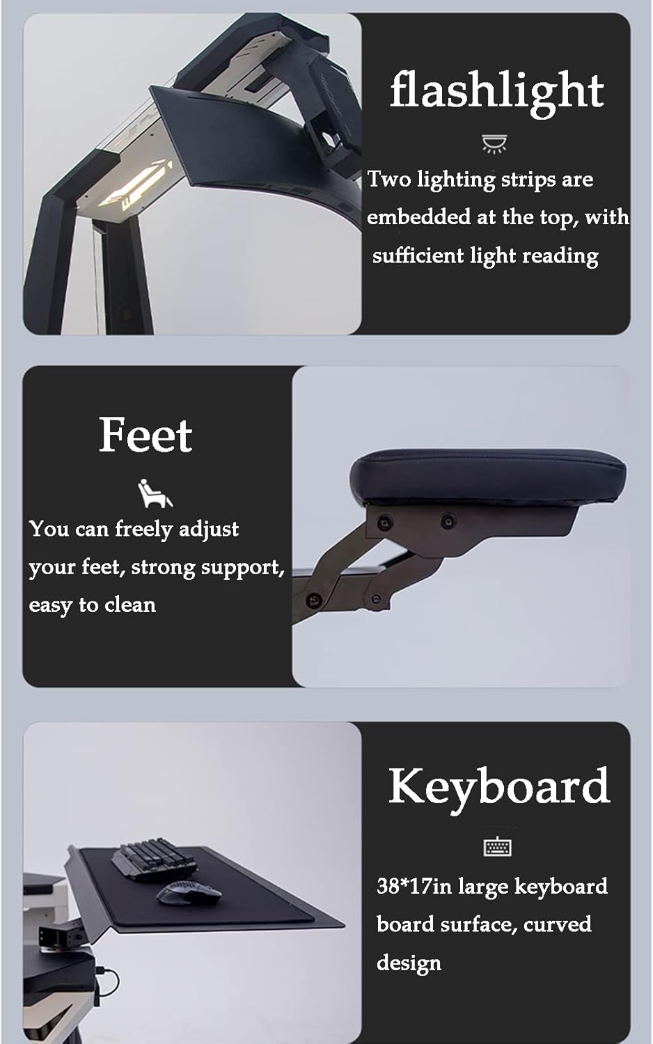 Ergonomic Game Chair with Pedals and Massage Y168070